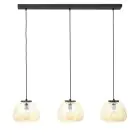 Brilliant Kaizen Hanglamp Glas Hanglamp Metaal Zwart Beige | Geschikt voor 3x E27